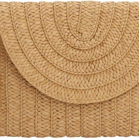 Womens Straw Clutch Summer Evening Handbag Beach Purse Woven Straw Bag Envelope - Picture 1 of 6